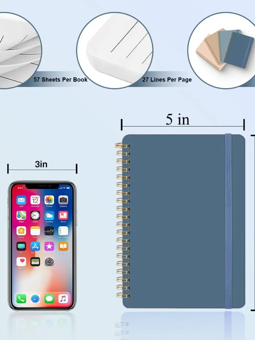 4 PCS Small Spiral Notebook 5x7, Spiral Journal Notebook, Notebooks for Work, Sc